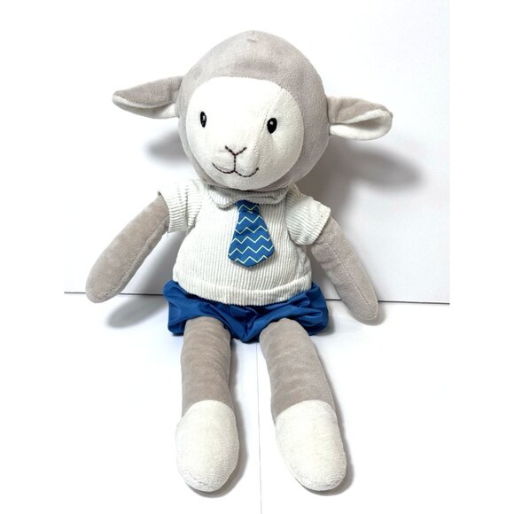 Spark Create Imagine Rabbit & Lamb Plush Rattle Bowtie Gray Blue Lot of 2 - Picture 9 of 14